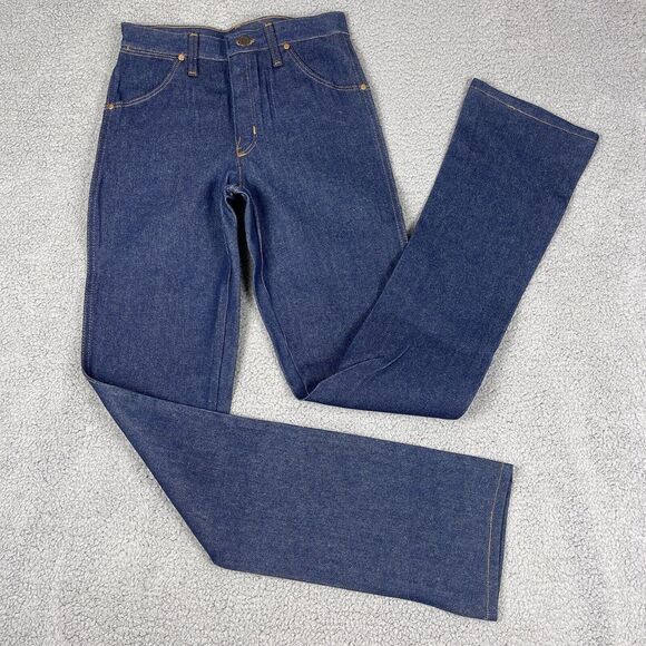 VTG Deadstock Wrangler Jeans Mens 27x35 Blue Western Bootcut Flare 80s Raw‎ NWT - Picture 5 of 16